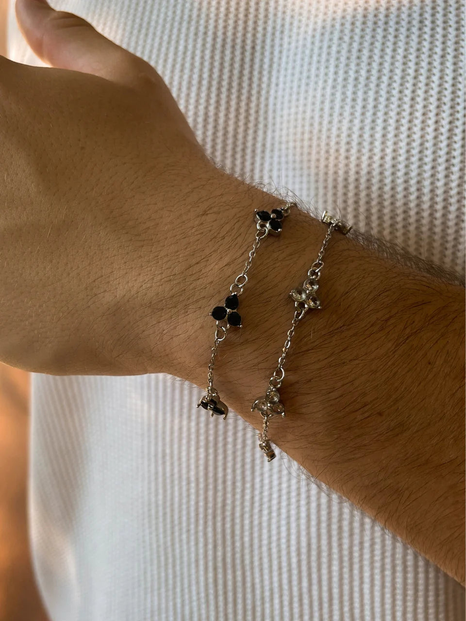 Onyx Clover Bracelet | Silver