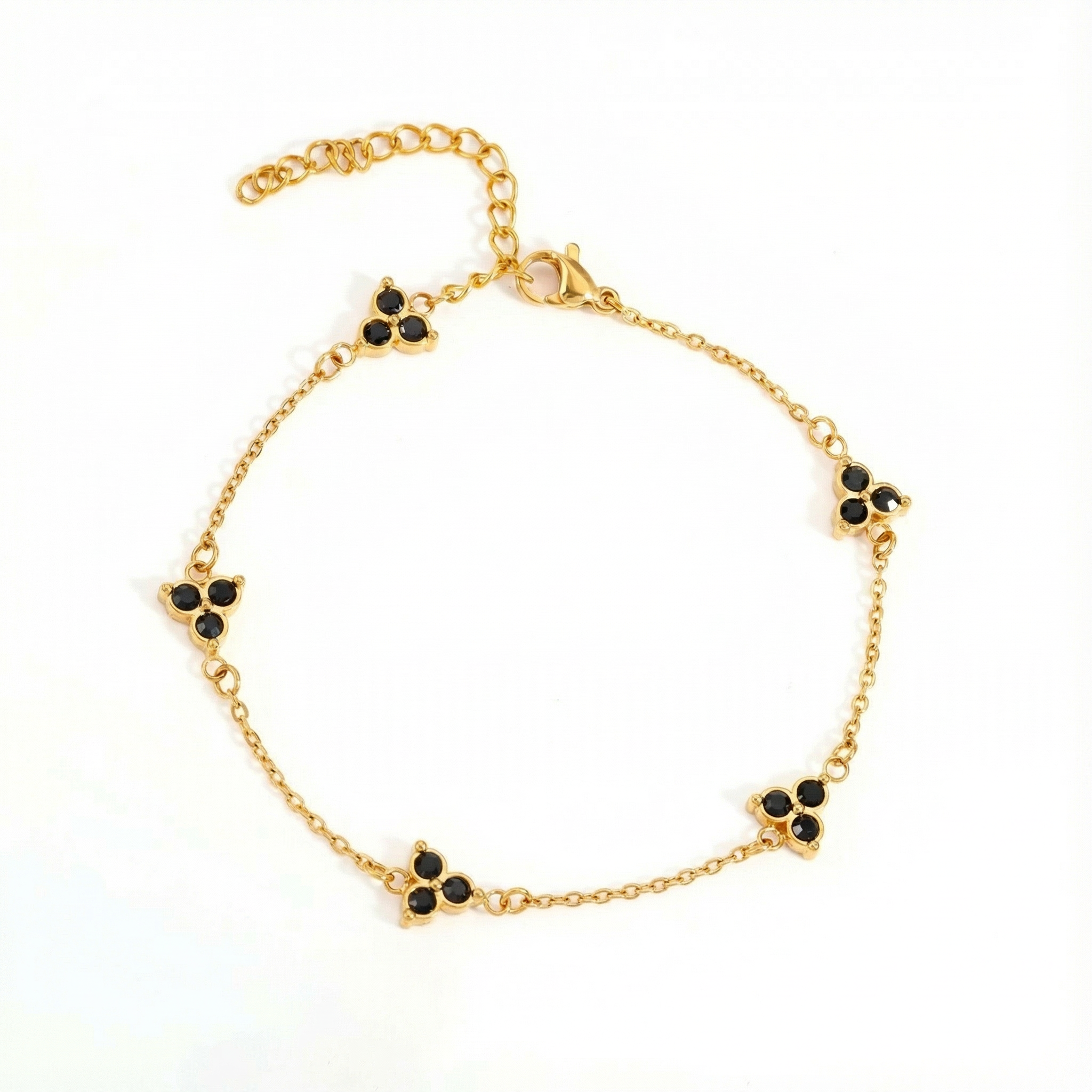 Onyx Clover Bracelet | Gold