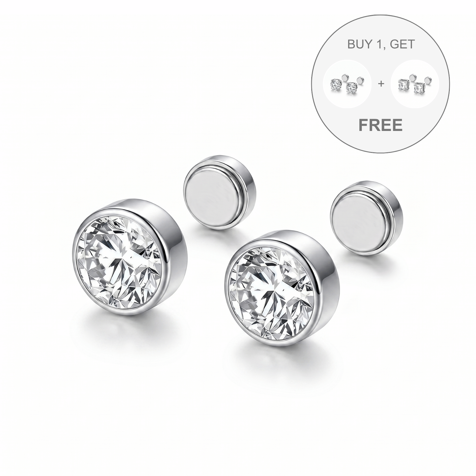 5mm Zircon Rubover Stud Earrings | Silver