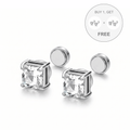 5mm Zircon Cushion Cut Stud Earrings | Silver