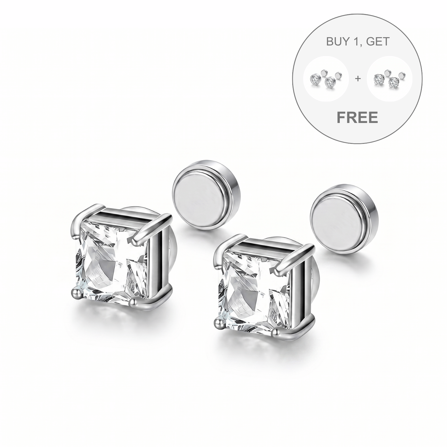 5mm Zircon Cushion Cut Stud Earrings | Silver