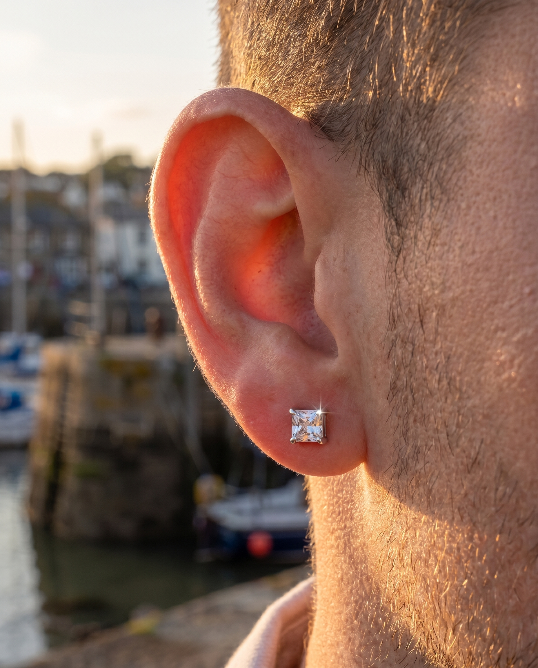5mm Zircon Cushion Cut Stud Earrings | Silver