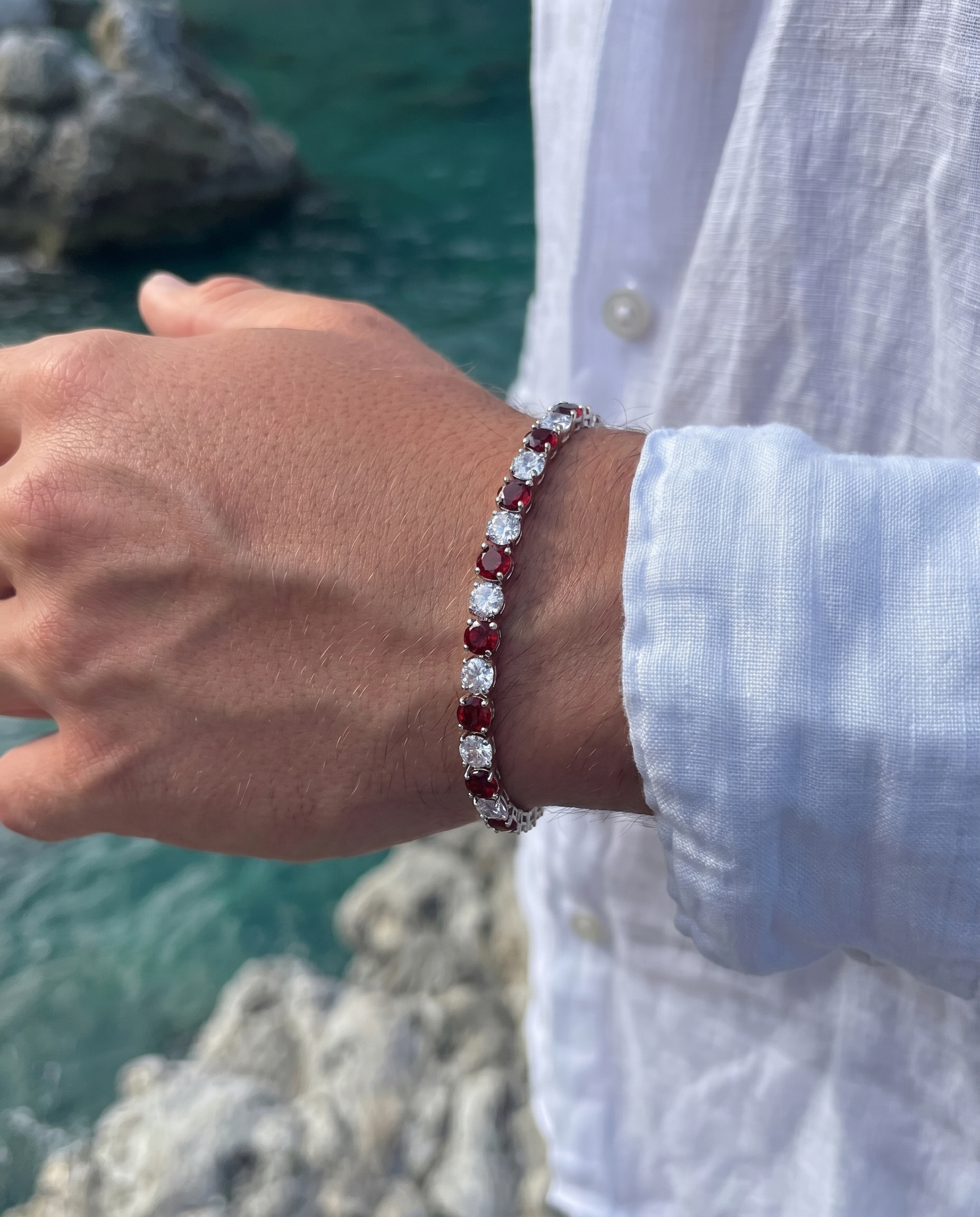 Crimson Ice Tennis Bracelet | January