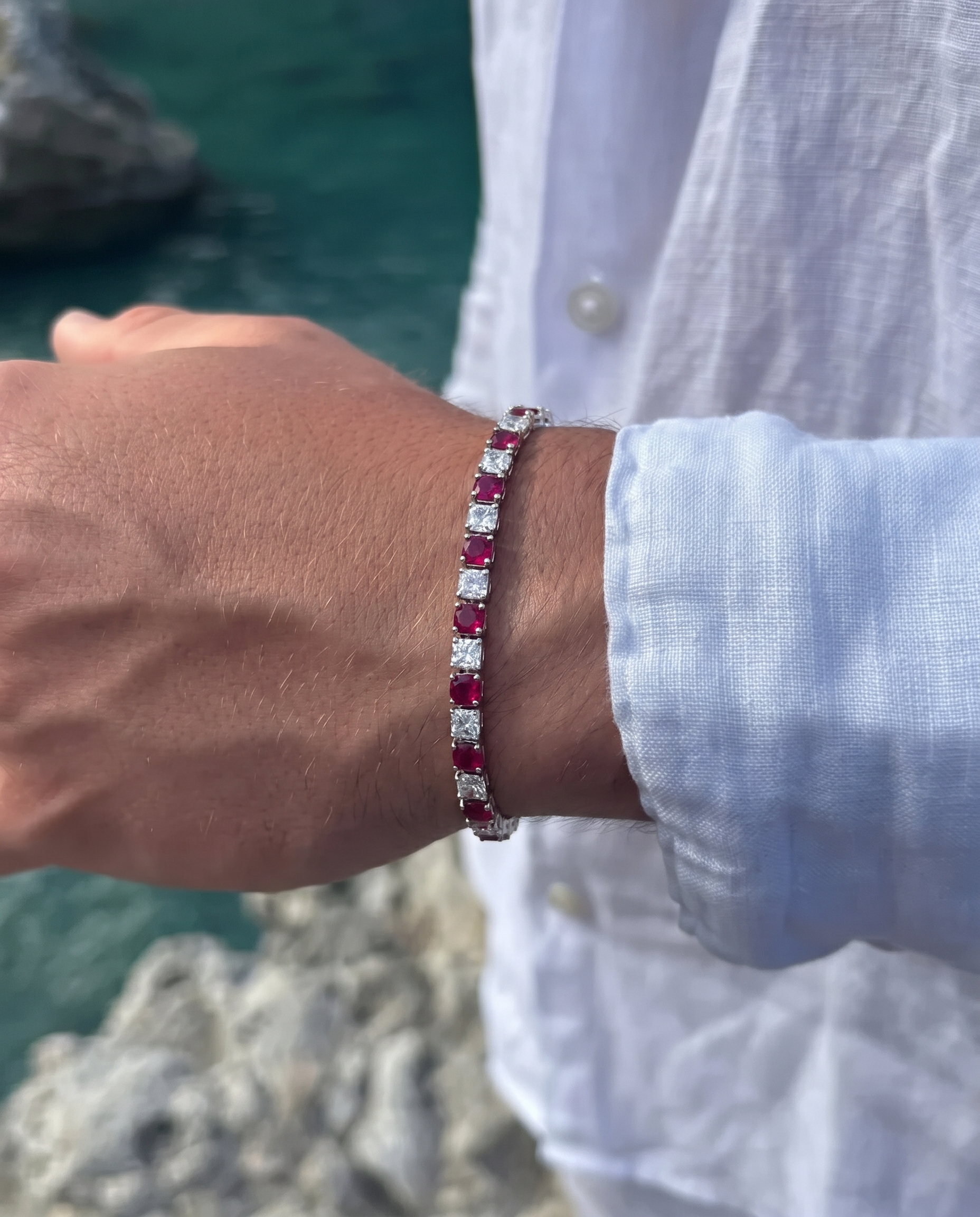 Crimson Ice Tennis Bracelet | January