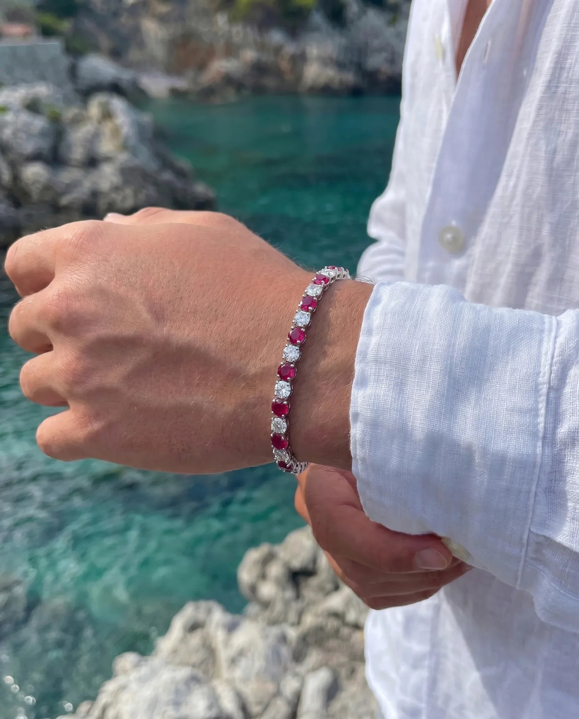 Ruby Ice Tennis Bracelet | July