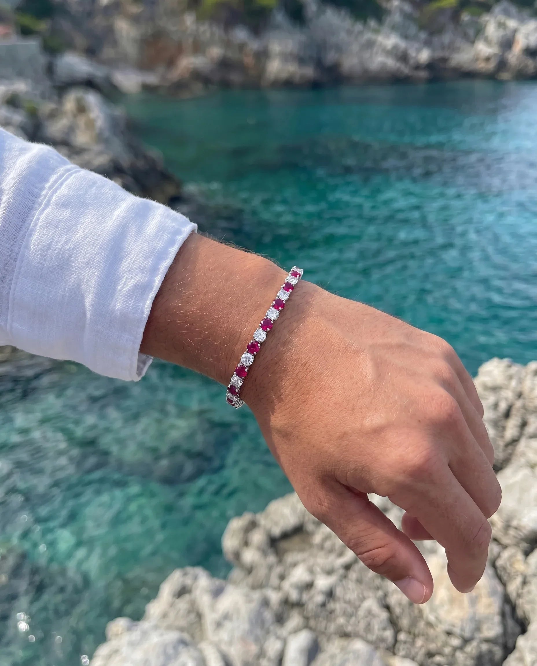 Ruby Ice Tennis Bracelet | July
